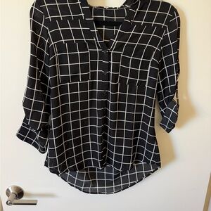 Express Black and White Checkered Portofino Button Down Shirt